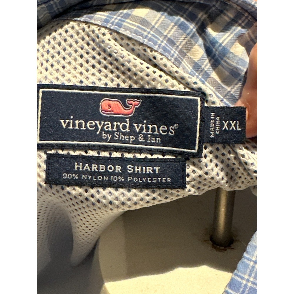 Vineyard Vines Harbor Shirt XXL Blue Plaid Fishing Vented Performance - Picture 4 of 11